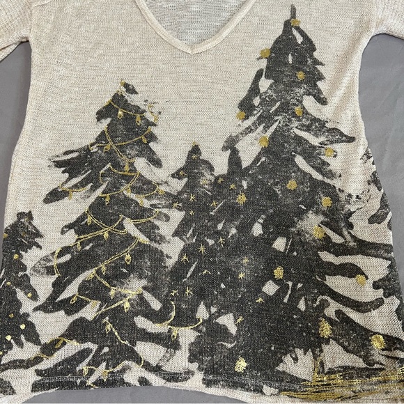 Bethany Mota Holiday Tree Knit Top Cream Long sleeves Size XS - Picture 13 of 16